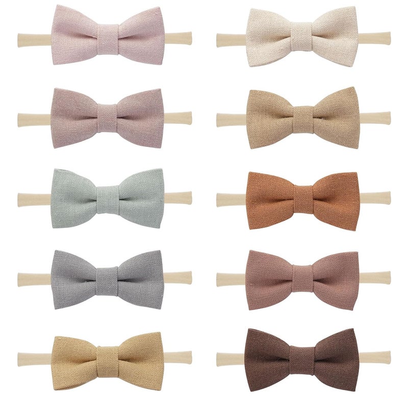 Fancy Clouds Baby Girl Bows and Headbands,10 Pack of Stretchy Soft Nylon Hairbands Hair Bows for Newborns, Infants, Toddlers - Handmade Baby Hair Accessories for Girls Gifts Photo - Image 1